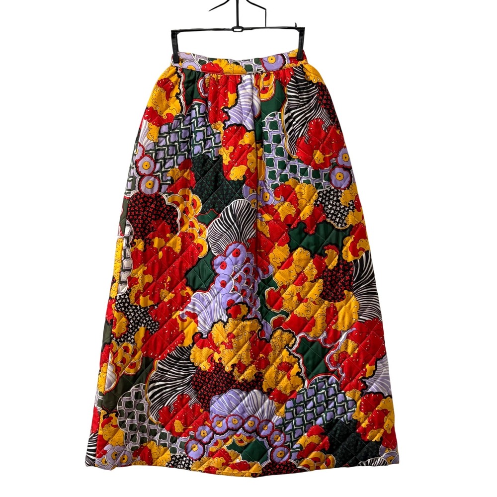 Jane Martin Quilted Maxi Skirt Womens XS 5 Colorful Vintage 60s 70s Retro Mod